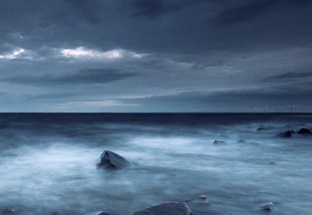 dark sunset - clouds, sunset, blue, dark