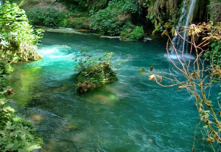 waterfall in the river - water, waterfall, river