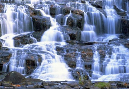 waterfalls between stones - between, water, waterfalls, stones