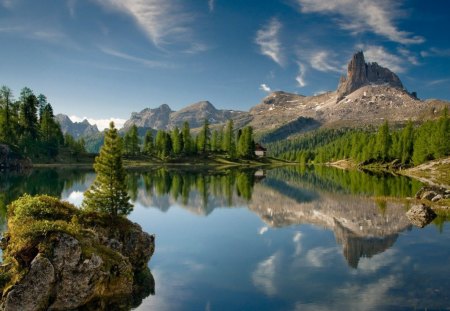 beautiful italian lake - lake, hills, nature, italy