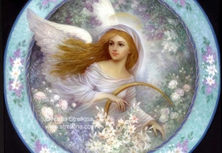 Angel in Garden - garden, fairy, fantasy, angel