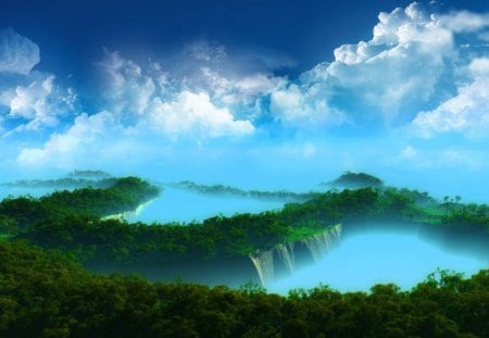 amazing waterfalls - sky, waterfalls, amazing, rivers