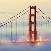 Golden Gate Bridge in dense fog