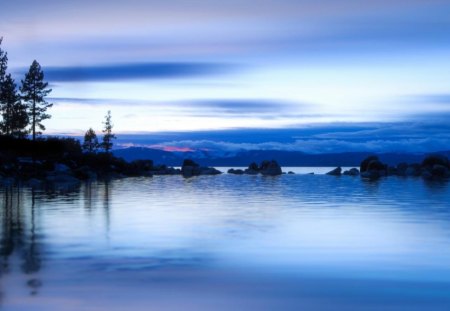 smooth - smooth, clouds, lakes, blue