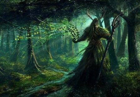 Sorcerer - sorcerer, cg, forest, fantasy