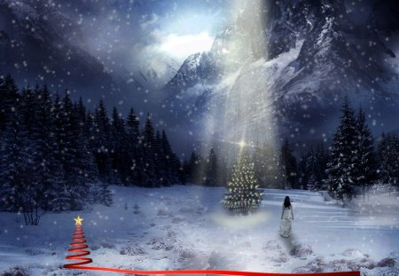 Wonders of Winter - christmas tree, fairy, trees, nature, snow