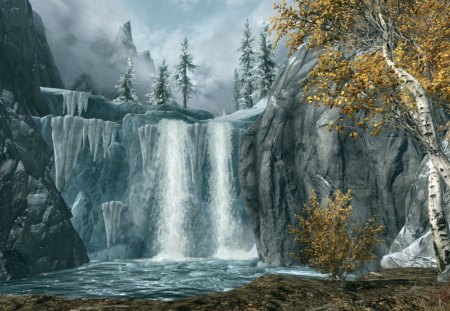 Dayspring Canyon - waterfall, skyrim, canyon, video game