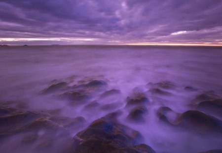 gorgeous ruby beach in olympic np washington - clouds, shore, surf, purple, mist, sea