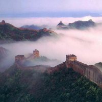 the great wall of china in the mist