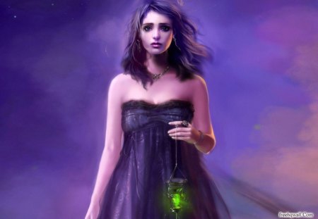 Woman in Purple - woman, purple, fantasy, light