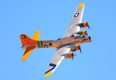 colorful b17 - plane, colors, vintage, wwii