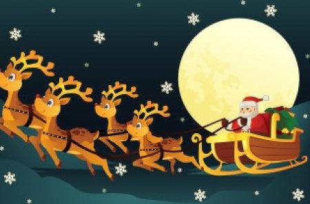 Christmas Eve - santa, moon, xmas, magic, christmas