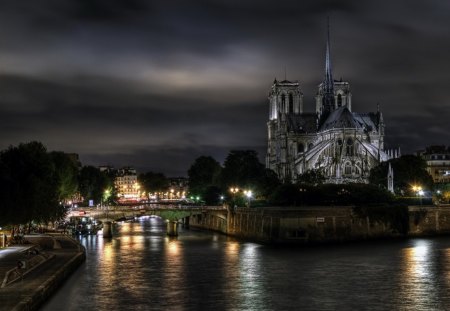 A Gothic Splendor - night, splendor, gothic, church