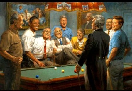 President pool - usa, fun, paint, obama, funny, kennedy, president, art