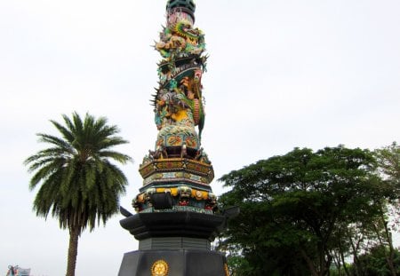 Dragon sculpture - tree, sculpture, dragon, park