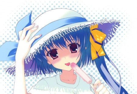 Anime - anime, long hair, blush, hat