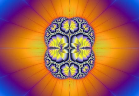 Mosaic Fractal - glow, flower, sun, fractal, moasic