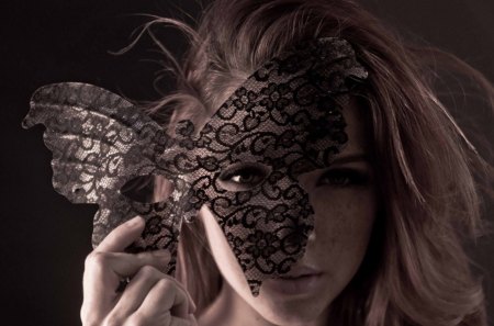 Butterfly Mask - woman, butterfly, mask, model