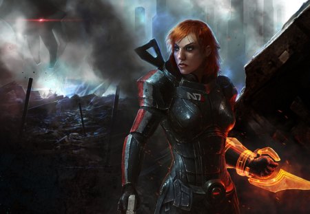 Mass Effect 3 - mass effect, game, fantasy, girl, dark