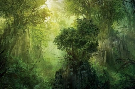 Jungle - forest, jungle, green, fantasy, cg