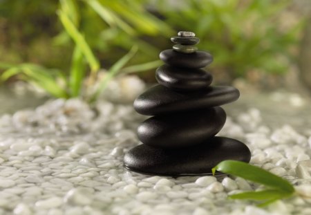 ๑♥๑ Feng Shui ๑♥๑ - energy, feng shui, peace, stones, harmony, black, fresh, green, plants, positive