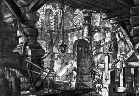 Piranesi - Fantastic Prison Scene - fantastic, eighteenth century, italian, engraving