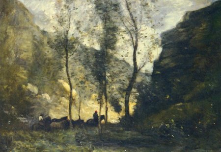 Jean-Baptiste Camille Corot - Les Contrebandiers - landscape, france, nineteenth century, painting