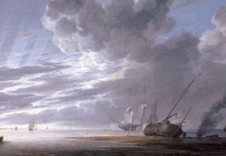 Simon Vlieger - Seascape in the Morning - dutch, landscape, seventeenth century, painting