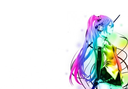 Rainbow Hatsune Miku - music, manga, anime, rainbow, miku, girl, colors, hatsune