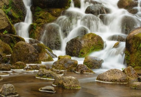 Water - nature, stones, waterfall, rocks