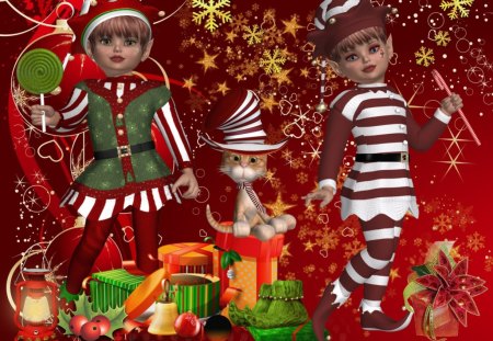 Red Elf - elf, christmas, kids, red, xmas