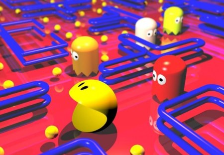 Pac Man 3D - pac man 3d, gjosts, 3d pacm na, 80s arcade, arcade, chomp