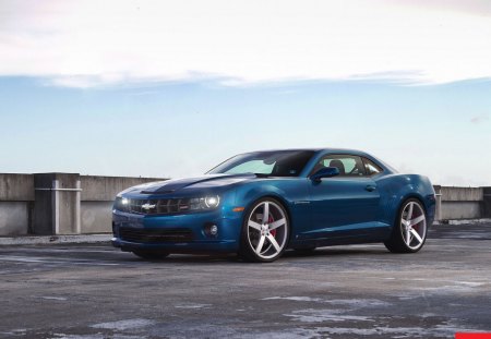 Blu Camaro SS - rims, bowtie, 2010, gm