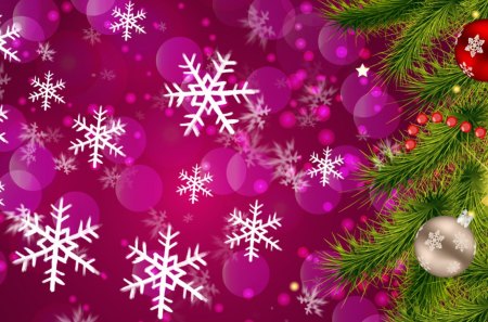 A Sparkle of Snowflakes - sparkle, snowflakes, balls, fir, pink, tree, christmas, feliz navidad, glow, bright, spruce, decorations, shine