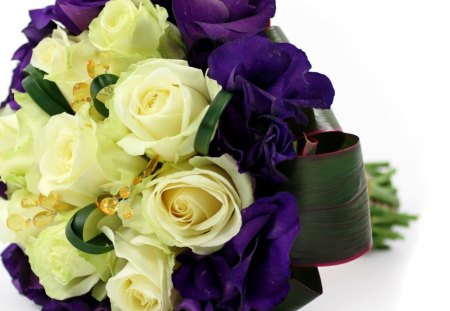 * Lovely bouquet * - white, purple, roses, beautiful, flowers, bouquet