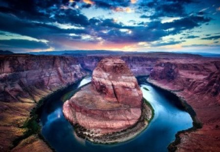 Canyon - river, sunset, canyon, sky