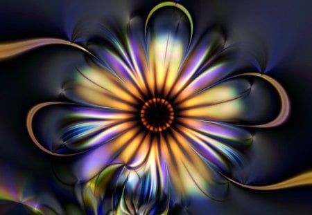 A Touch of Sunshine - abstract, colorful, touch, sunshine, flower, ribbons