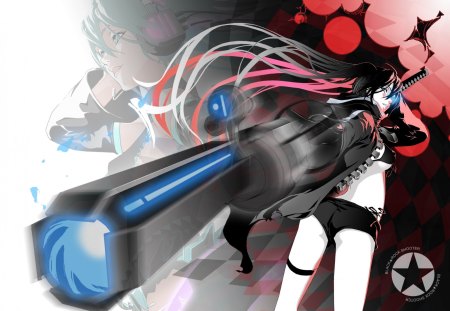 Black Rock Shooter - idol, black rock shooter, vocaloid, anime, turquise hair, hatsune miku, rifle