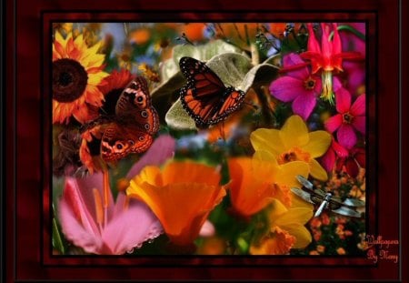 Floral Brilliance - flowers, blossoms, floral, butterflies