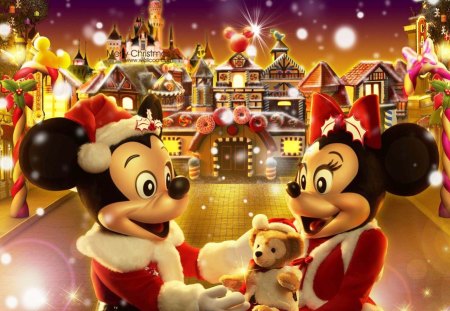 Mickey & Minnie at Christmas - cartoons, walt disney, minnie, mickey, christmas