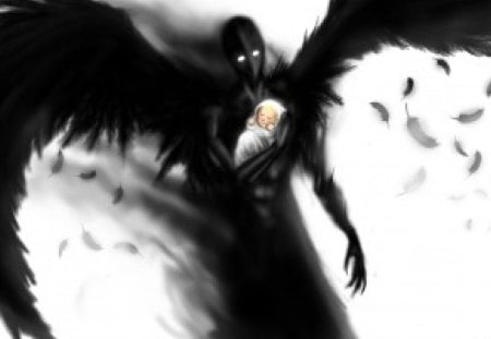 BIRTH OF AN ANGEL - black, white, angel, baby, dark