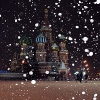 Kremlin under falling snow