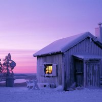 beautiful house in the winter