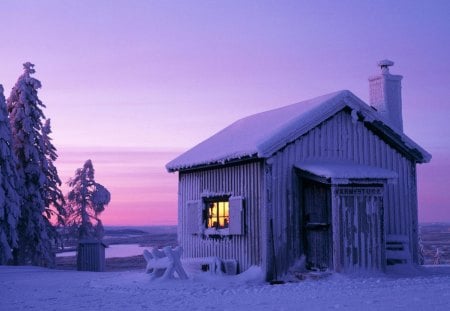 beautiful house in the winter