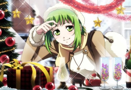 Happy New Year! - sweets, gift, hair, wine, yellow, box, green, anime, food, tree, manga, stars, girl, christmas, cake, happy new year, pink, red