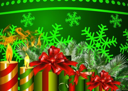 Christmas gifts - nice, new year, candle, colorful, snowflakes, lovely, christmas, pretty, beautiful, mood, holiday, ribbon, gifts, decoration