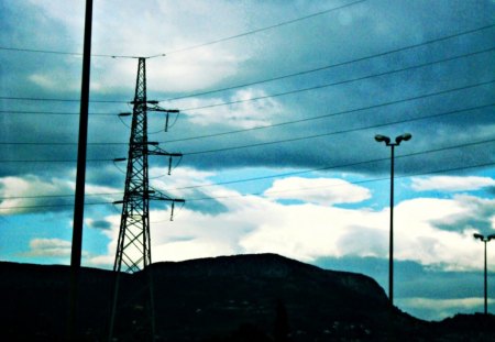 Sky and electricity - cloud, field, nature, sky