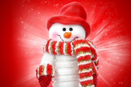 Smiling snowman - red, funny, pretty, winter, beautiful, snowman, christmas, smiling, holiday, nice, lovely, new year