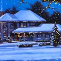 Christmas scene-oil painting