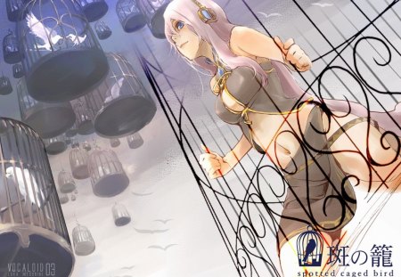 Jailed. - jailed, megurine, cages, luka megurine, luka, cage, megurine luka, birdcage, brids